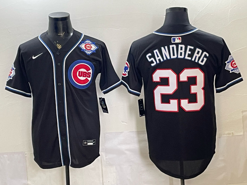 Men 2026 Chicago Cubs #23 Sandberg black Game Nike MLB Jersey 0528001